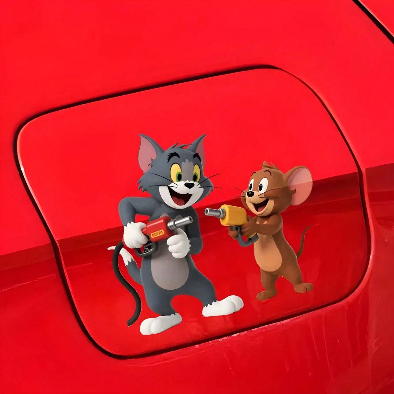 Warner Bros 1pc Cartoon Jerry Mouse Car Exterior Sticker, Gas Tank Sticker, Sun Shade, Anti-Scratch Car Exterior Accessory