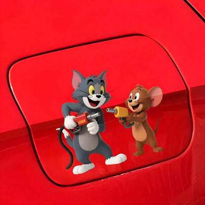 Warner Bros 1pc Cartoon Jerry Mouse Car Exterior Sticker, Gas Tank Sticker, Sun Shade, Anti-Scratch Car Exterior Accessory