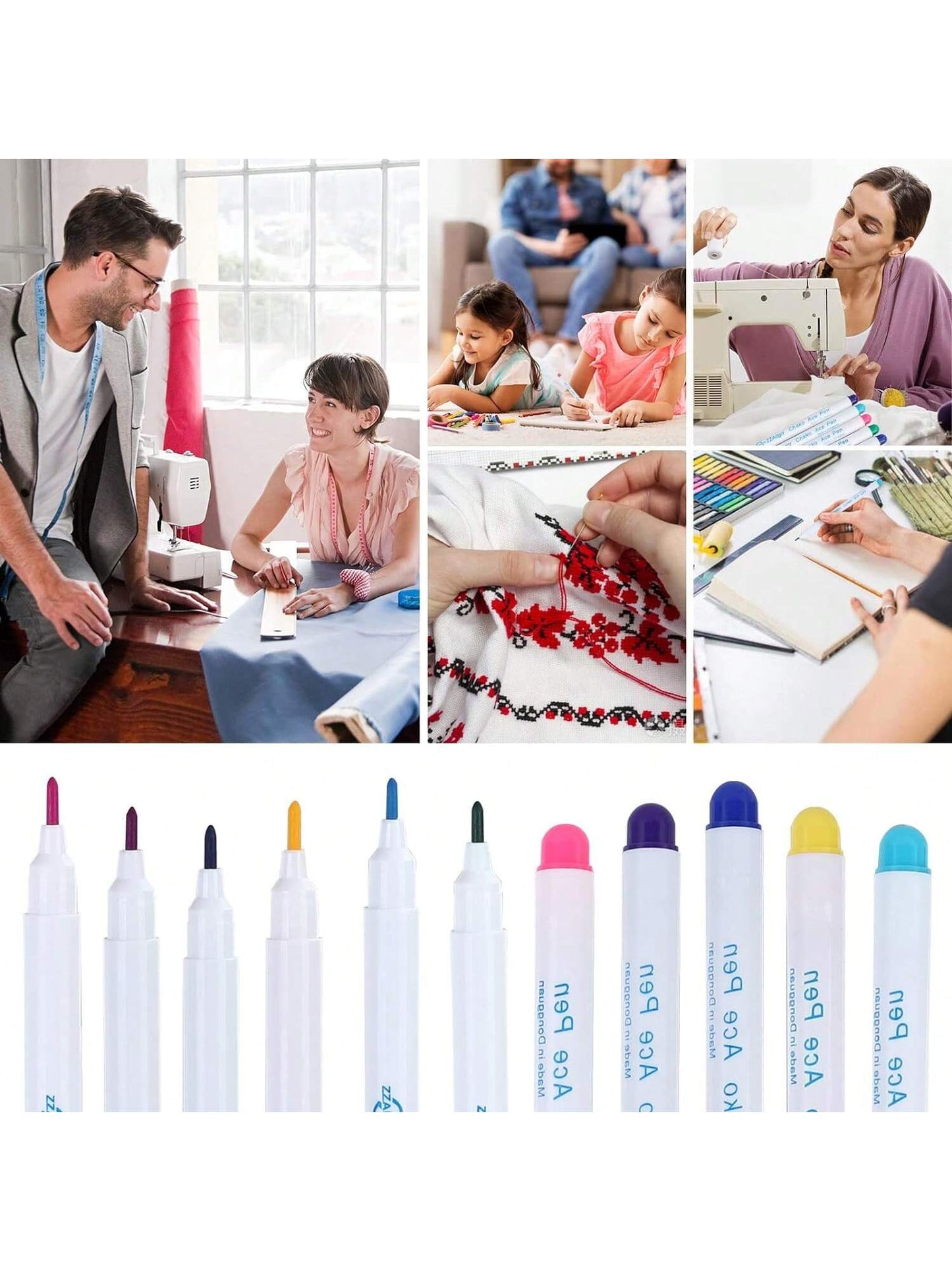 Water-Soluble Erasable Fabric Marking Pens, For Sewing Disappearing Ink Pen, Fabric Marking And Tracing Tools (Random Style, Random Color)