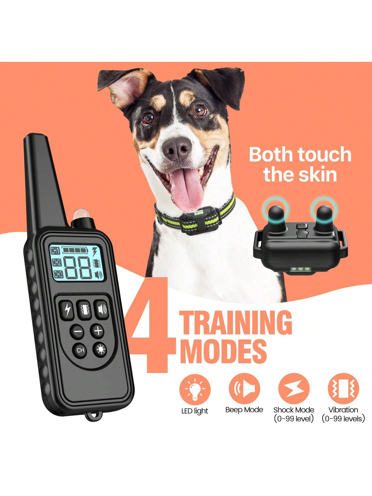 Waterproof Dog Training Collar, Remote Range 2600ft, 3 Training Modes: Beep, Shock, Vibration, Rechargeable Shock Collar Suitable For Small, Medium And Large Dogs, Remote And Collar Both Have LED Ligh