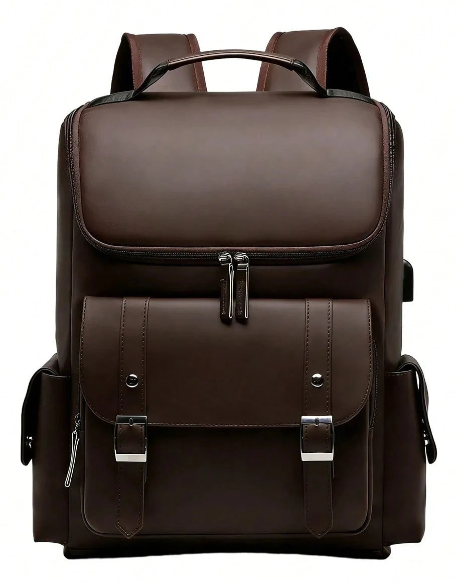 Waterproof Leather Laptop Backpack For Men 156 Inch Business Travel Rucksack School Office Casual Daypack With USB Charging Port And Anti Theft Design