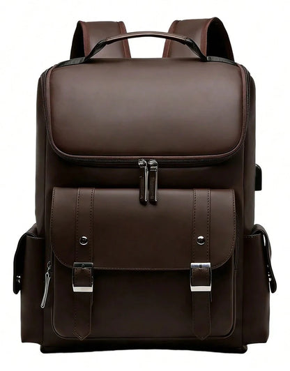 Waterproof Leather Laptop Backpack For Men 156 Inch Business Travel Rucksack School Office Casual Daypack With USB Charging Port And Anti Theft Design