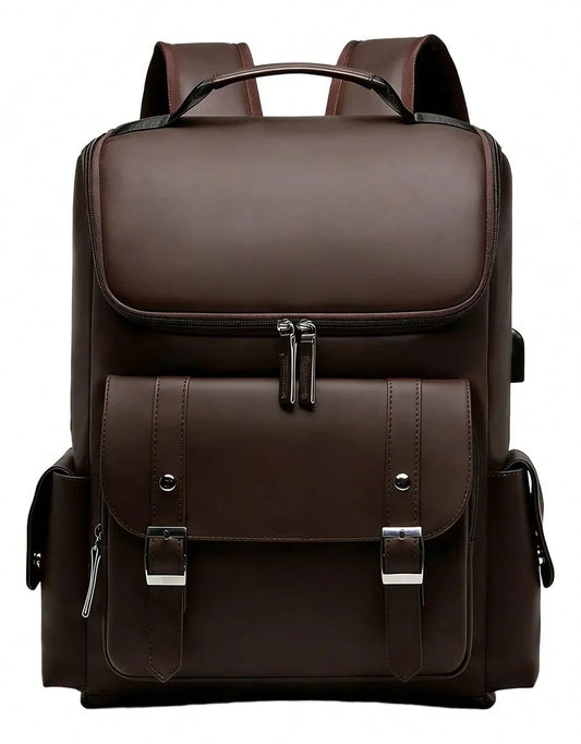 Waterproof Leather Laptop Backpack For Men 156 Inch Business Travel Rucksack School Office Casual Daypack With USB Charging Port And Anti Theft Design