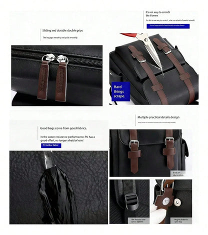 Waterproof Leather Laptop Backpack For Men 156 Inch Business Travel Rucksack School Office Casual Daypack With USB Charging Port And Anti Theft Design
