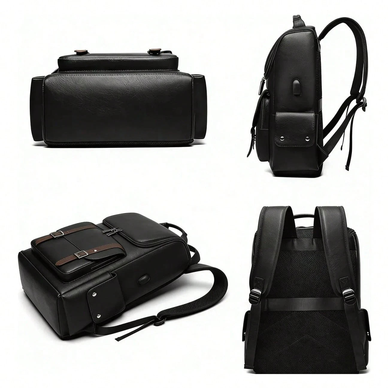 Waterproof Leather Laptop Backpack For Men 156 Inch Business Travel Rucksack School Office Casual Daypack With USB Charging Port And Anti Theft Design