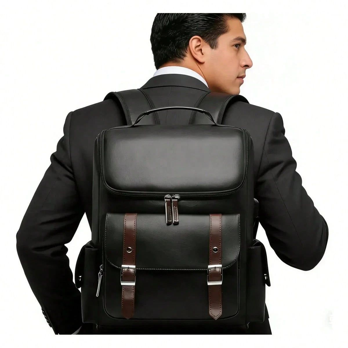 Waterproof Leather Laptop Backpack For Men 156 Inch Business Travel Rucksack School Office Casual Daypack With USB Charging Port And Anti Theft Design