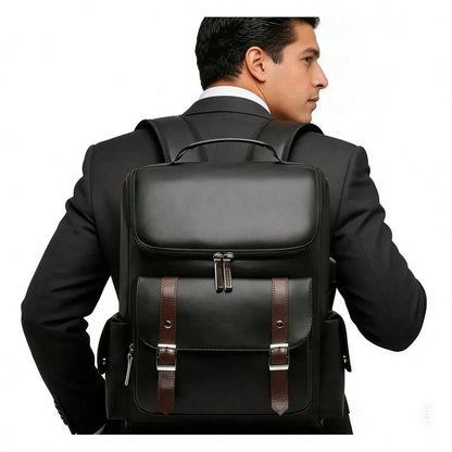 Waterproof Leather Laptop Backpack For Men 156 Inch Business Travel Rucksack School Office Casual Daypack With USB Charging Port And Anti Theft Design