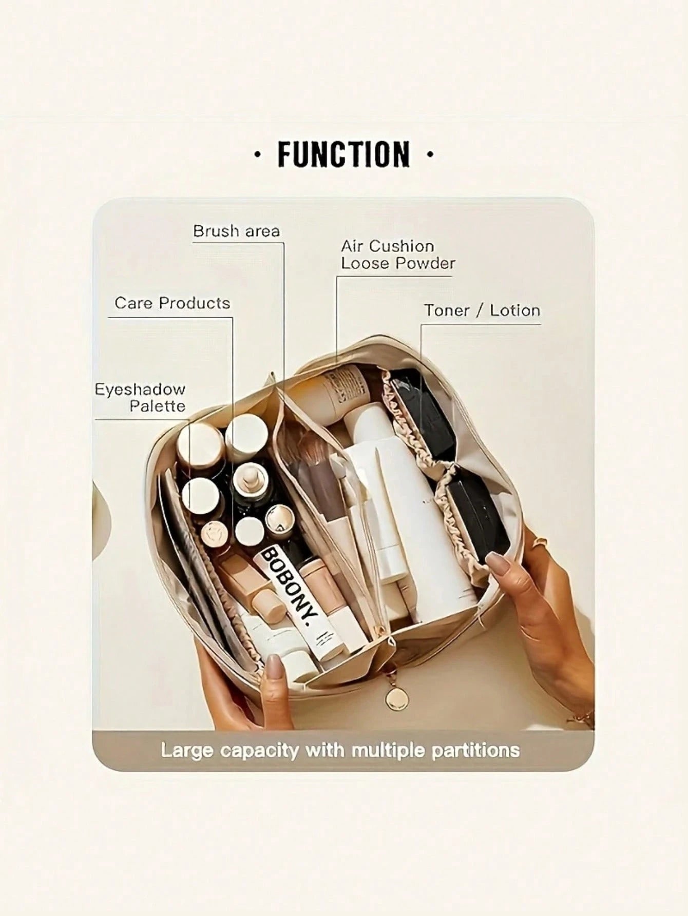 Waterproof PU Leather Makeup Bag, Cosmetic Storage Bag, Portable Toiletry Bag, Waterproof PU Skincare Storage Bag, Large Capacity Double Layer Makeup Bag With Compartments, Spacious Toiletry Bag With