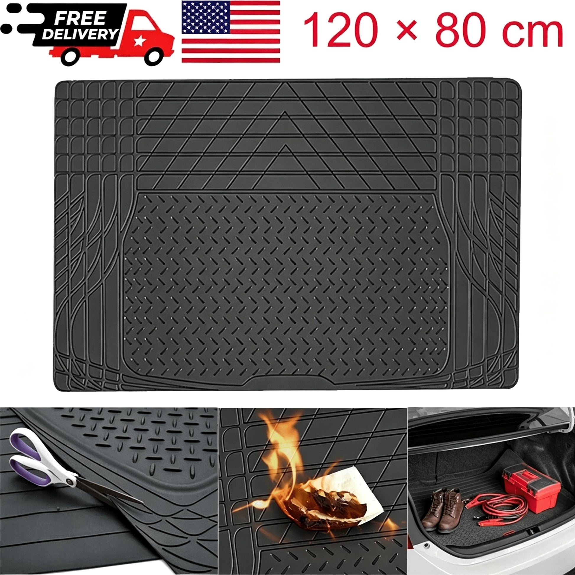 Waterproof Wear Resistant PVC Universal Car Trunk Mat With Anti Slip Surface, Customizable Cuttable Cargo Pad For Car Interior Protection