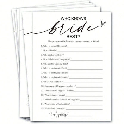 Wedding Party Game Cards, Advice For The Happy Couple, Bridal Shower Games, Engagement Party Wedding Games, Minimalist White Wedding Party Supplies
