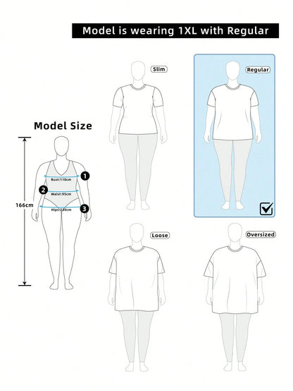 Weeklong Plus Size Soft Knit Fabric Contrast Lace Round Neck Loose Hem Short Sleeve 2 In 1 T-Shirt, Elegant For Outings, Gatherings, Vacations, Mature