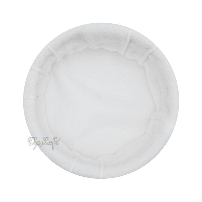 White Afghani-Style "Tauhid until the end" Faux Wool Stretchable Pakol Mujahidin Soft Kufi Hat
