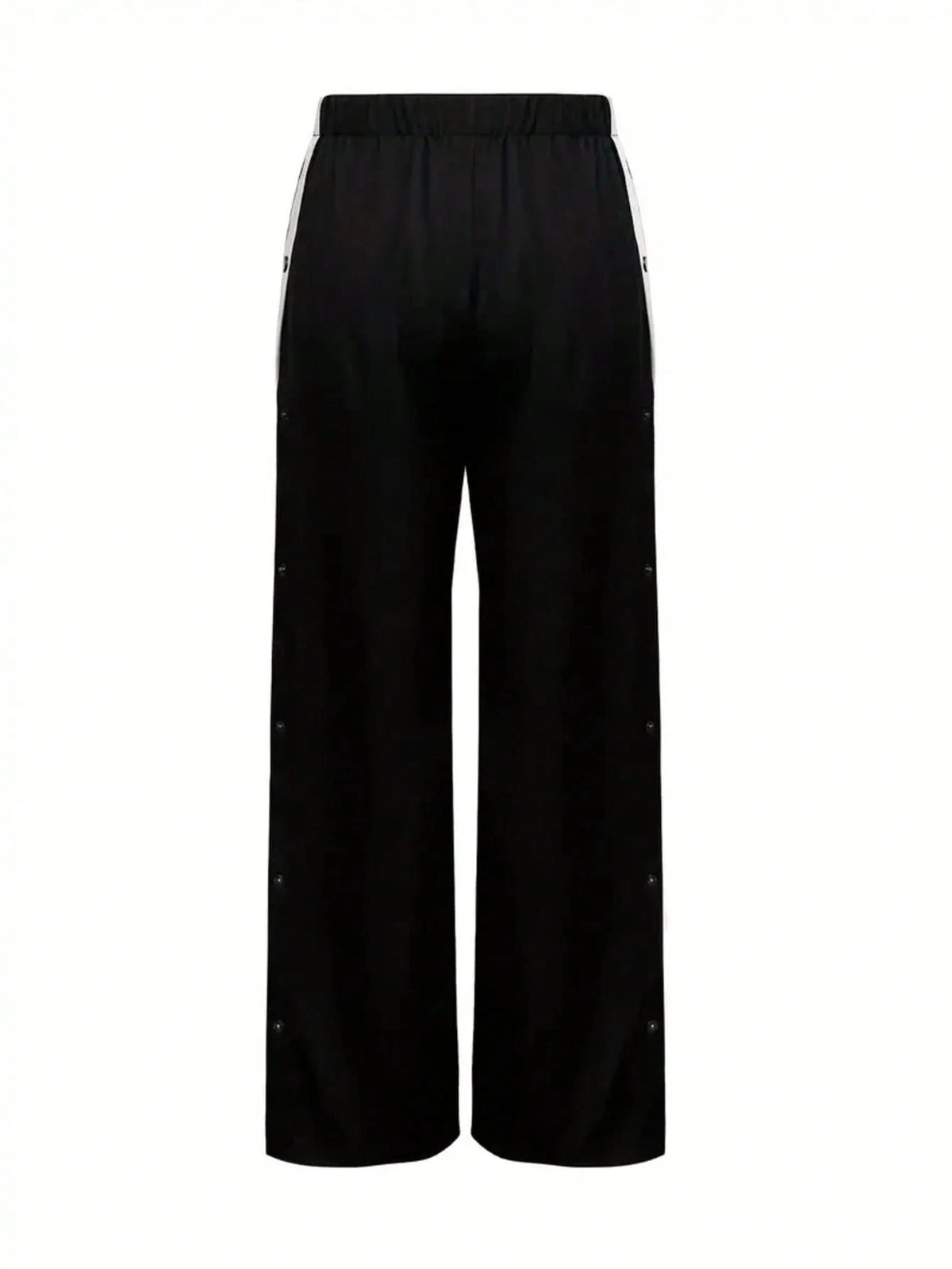 White And Navy Blue Striped Wide Leg Pants, White Stripes, Button Front- Casual Sweatpants, Loose Fit, Suitable For Sports & Everyday Wear (Machine Washable)- Non-Elastic Leg Openings Black Spring