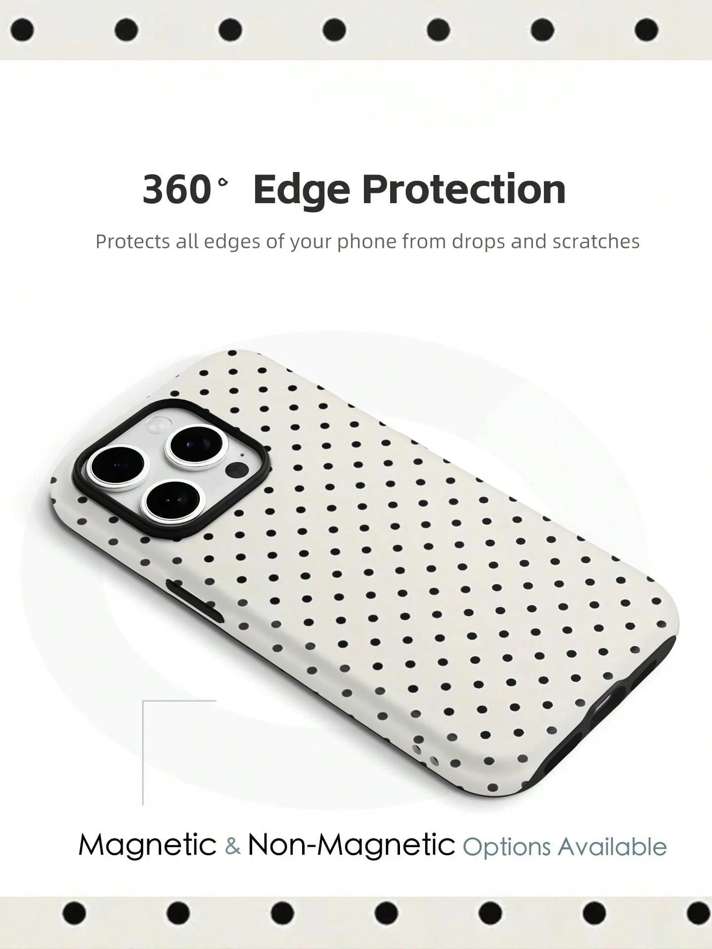 White Background Black Polka Dot 2-In-1 PC+TPU Phone Case, Matte/Optional, Compatible With Galaxy Protective Case, Gift, Suitable For IPhone 11 12 13 14 15 16 16e 17 Pro ProMax Air Galaxy S26 S25