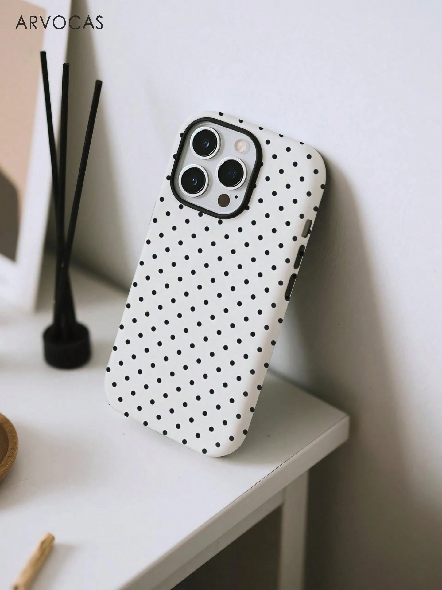 White Background Black Polka Dot 2-In-1 PC+TPU Phone Case, Matte/Optional, Compatible With Galaxy Protective Case, Gift, Suitable For IPhone 11 12 13 14 15 16 16e 17 Pro ProMax Air Galaxy S26 S25