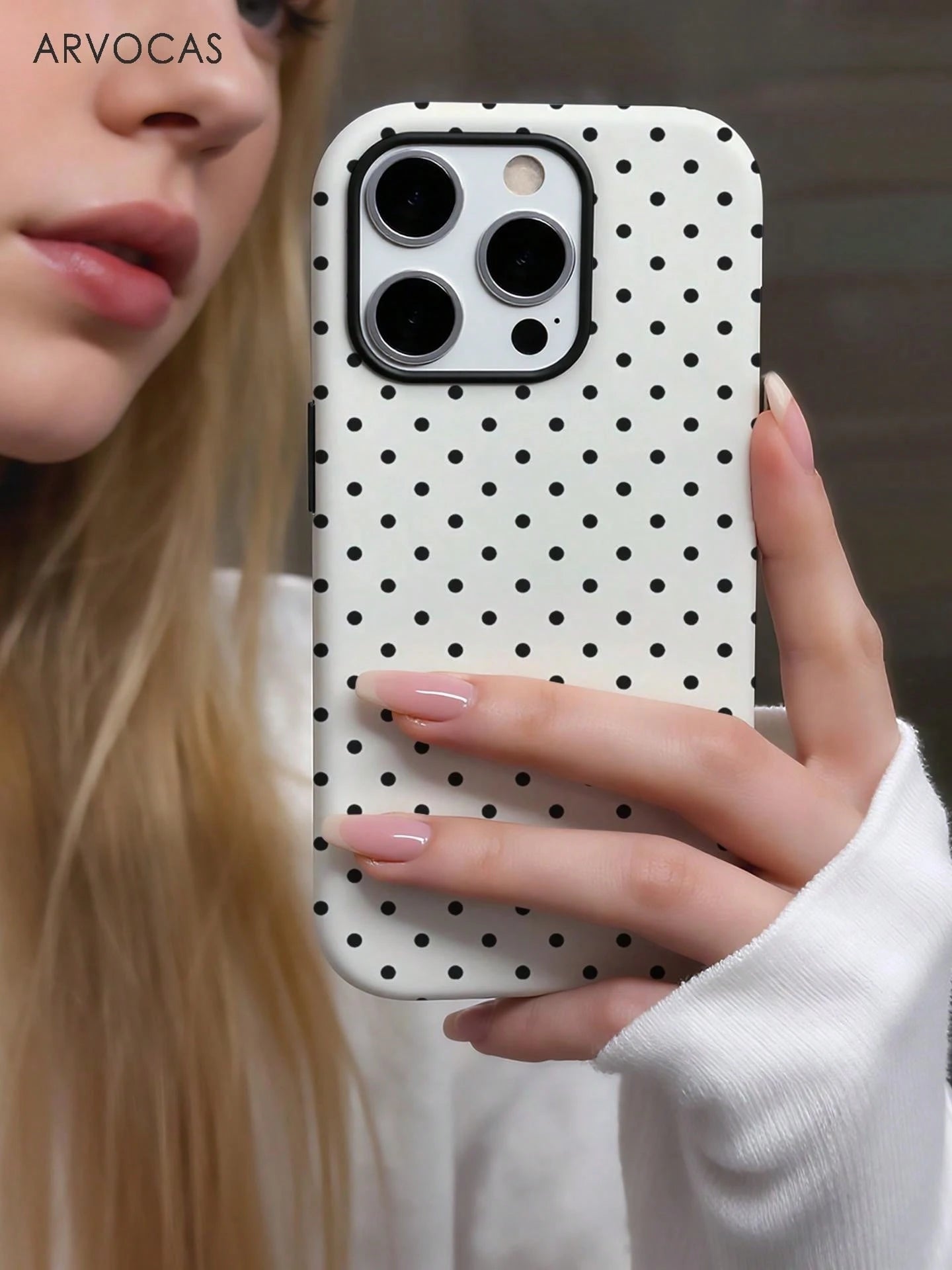 White Background Black Polka Dot 2-In-1 PC+TPU Phone Case, Matte/Optional, Compatible With Galaxy Protective Case, Gift, Suitable For IPhone 11 12 13 14 15 16 16e 17 Pro ProMax Air Galaxy S26 S25