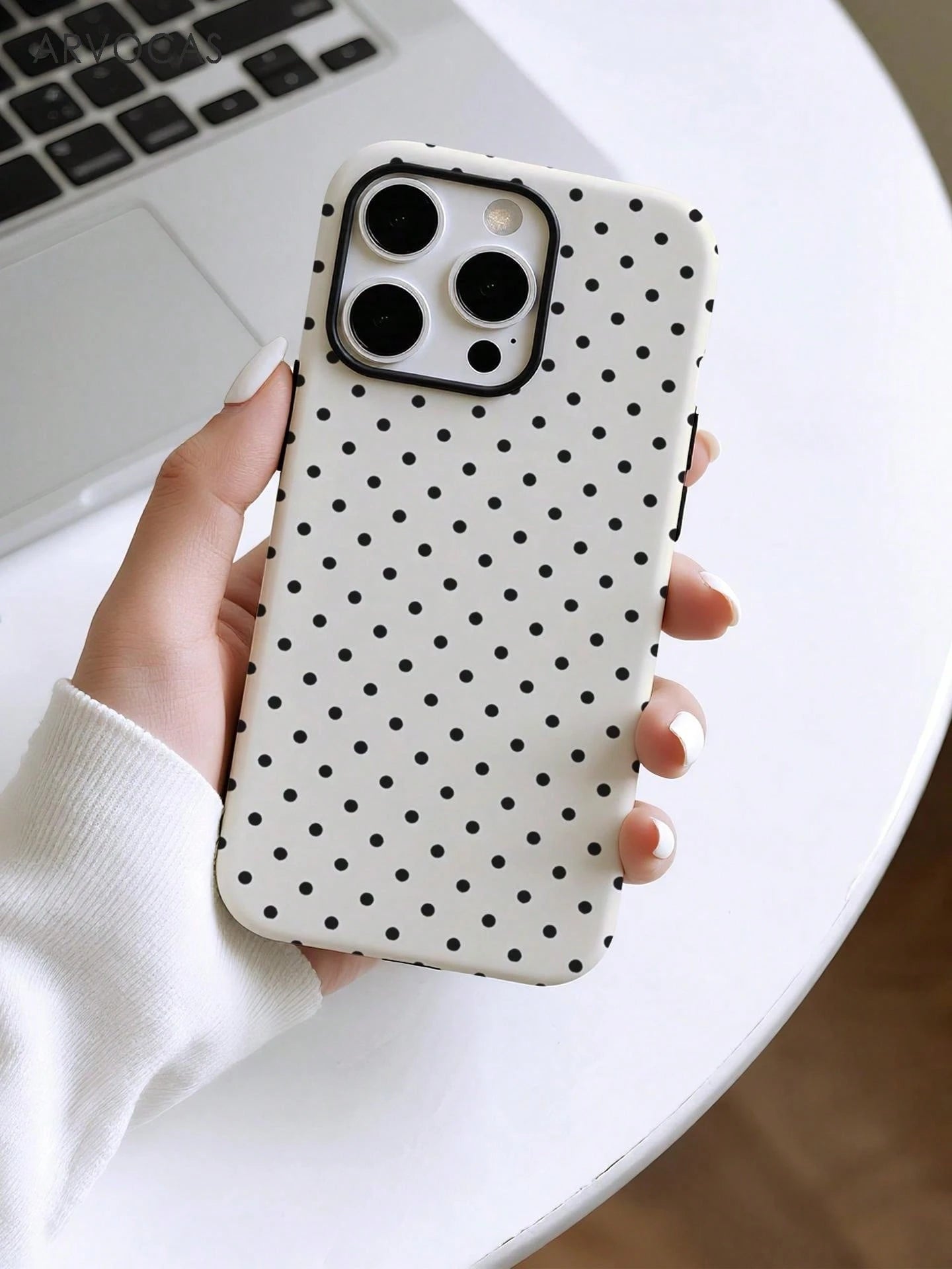 White Background Black Polka Dot 2-In-1 PC+TPU Phone Case, Matte/Optional, Compatible With Galaxy Protective Case, Gift, Suitable For IPhone 11 12 13 14 15 16 16e 17 Pro ProMax Air Galaxy S26 S25