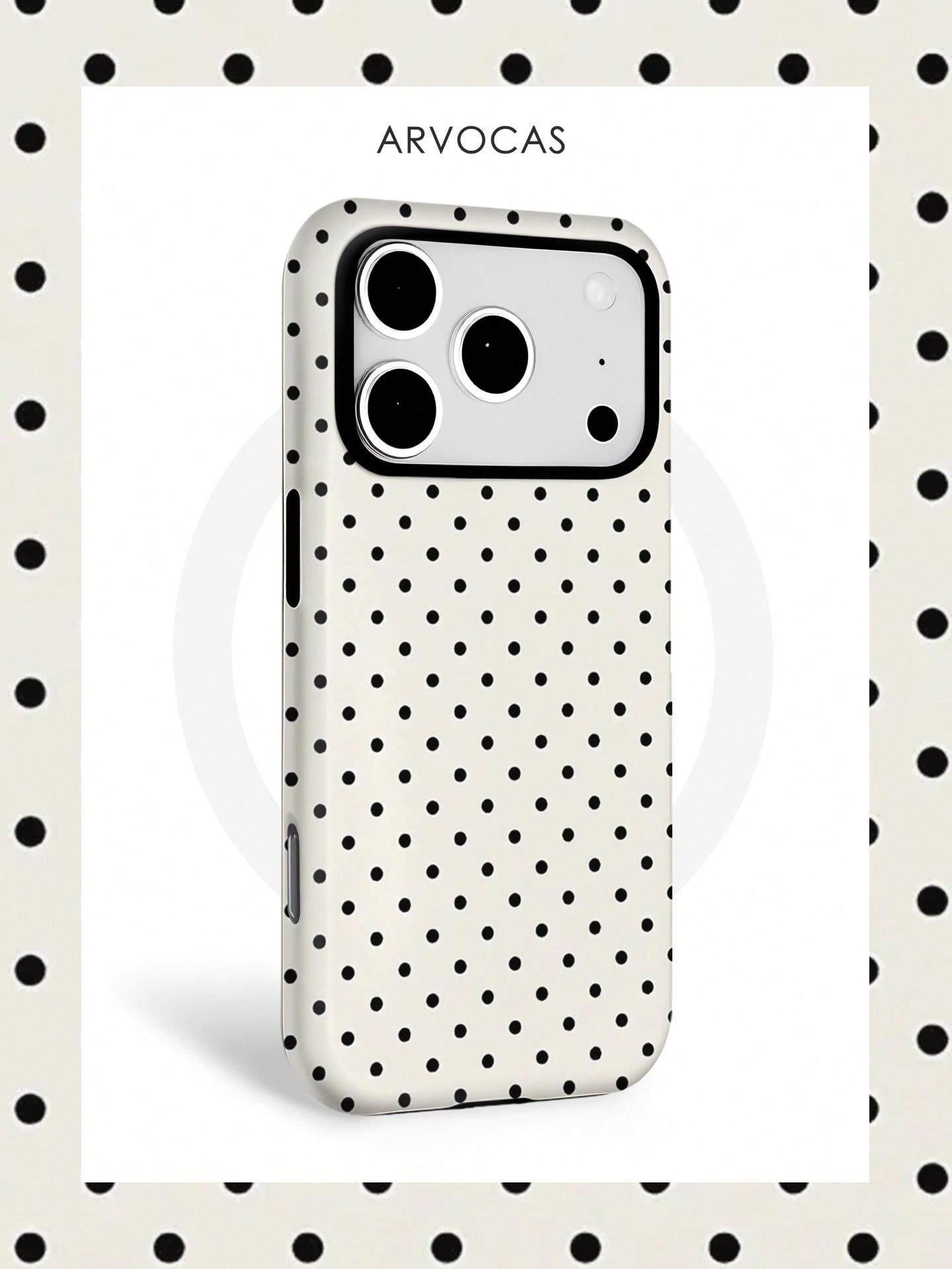 White Background Black Polka Dot 2-In-1 PC+TPU Phone Case, Matte/Optional, Compatible With Galaxy Protective Case, Gift, Suitable For IPhone 11 12 13 14 15 16 16e 17 Pro ProMax Air Galaxy S26 S25