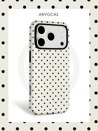 White Background Black Polka Dot 2-In-1 PC+TPU Phone Case, Matte/Optional, Compatible With Galaxy Protective Case, Gift, Suitable For IPhone 11 12 13 14 15 16 16e 17 Pro ProMax Air Galaxy S26 S25