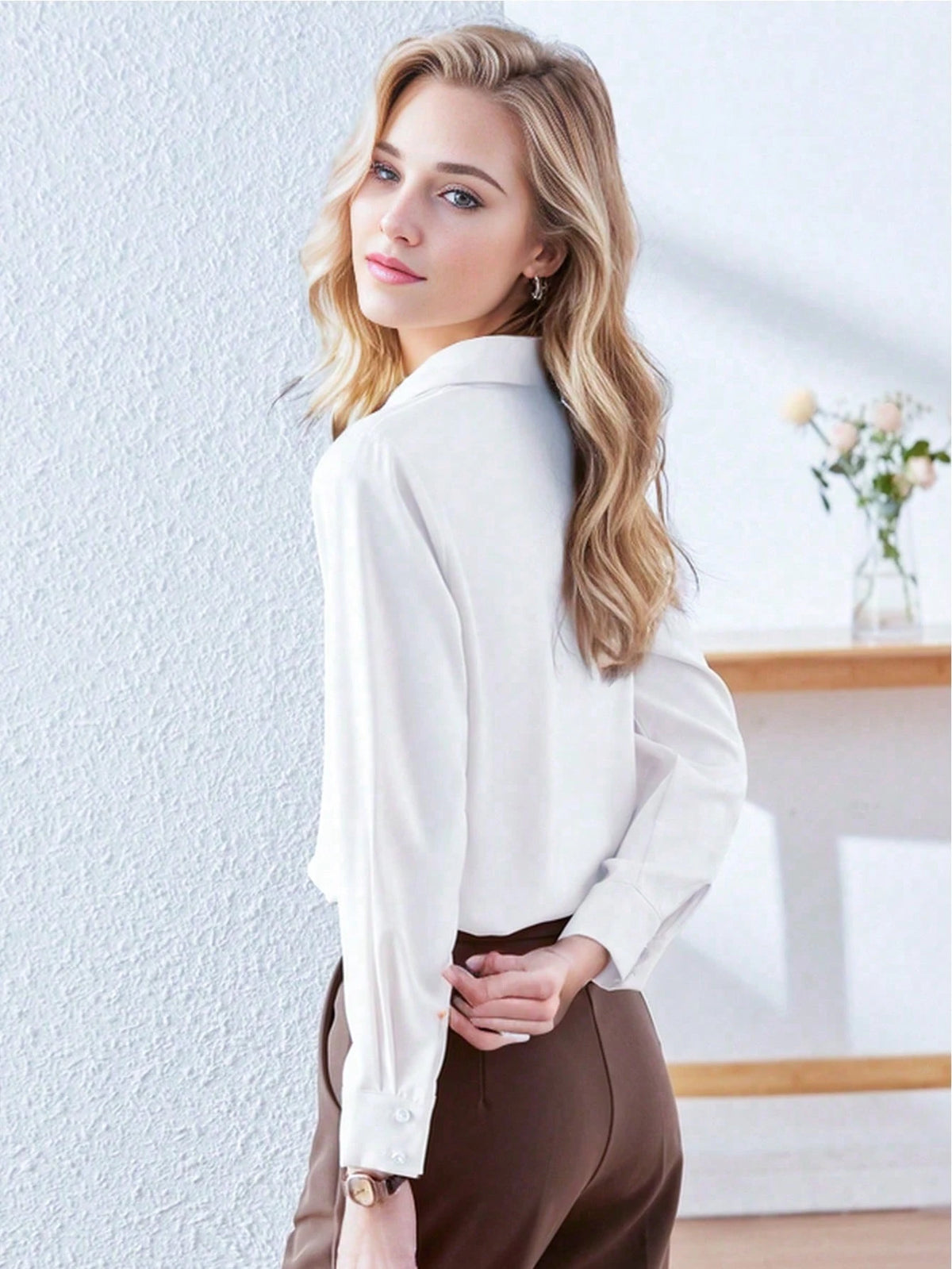 White Blouse For Women, 2025 New Arrival, Casual Elegant Stylish Long Sleeve Shirt, Spring Autumn