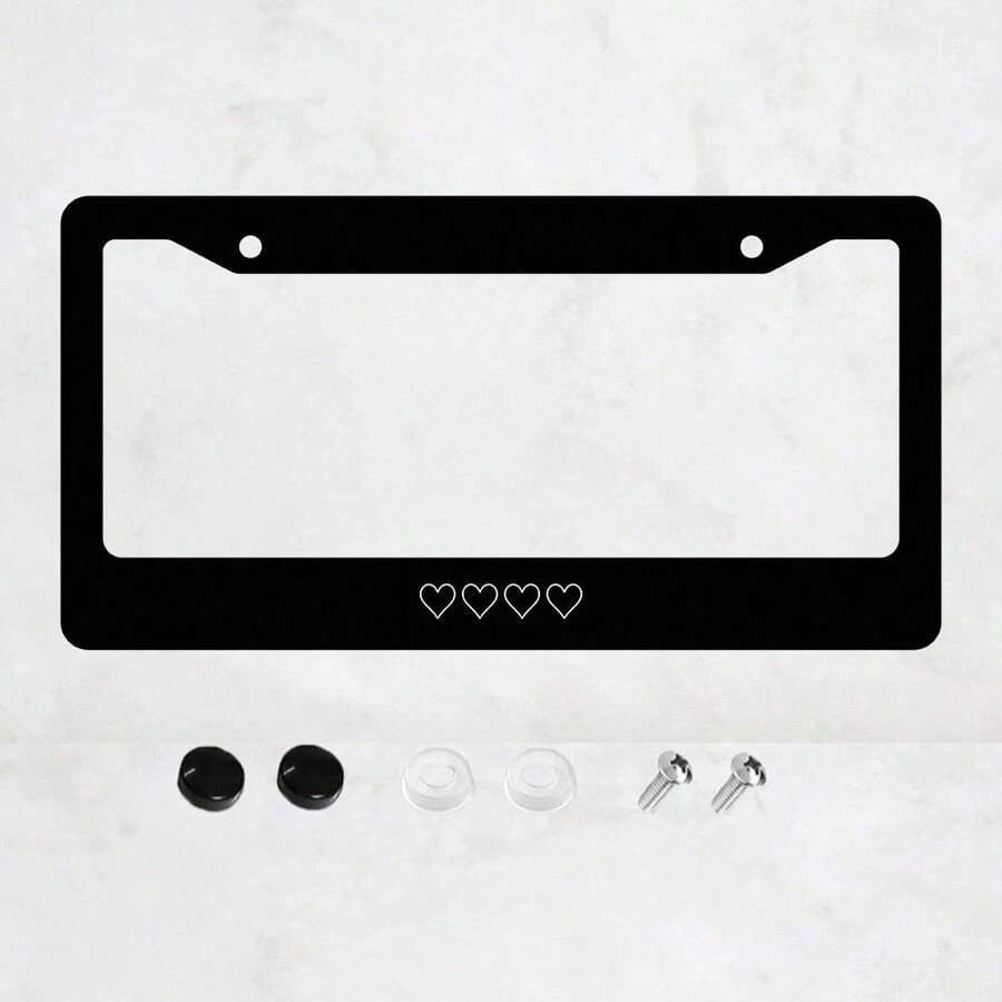 White Heart-Shaped License Plate Frame, Aluminum Alloy, Rust-Proof, Car Accessory, License Plate Decorative Screws, Compatible With Standard 2-Hole US License Plates, Block US License Plates 2. 2x6. 3