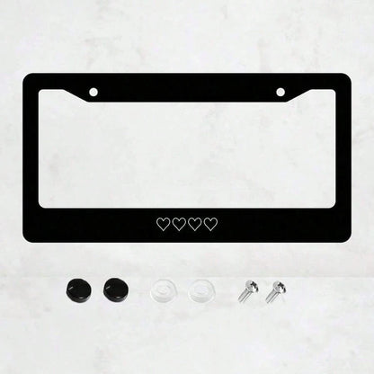 White Heart-Shaped License Plate Frame, Aluminum Alloy, Rust-Proof, Car Accessory, License Plate Decorative Screws, Compatible With Standard 2-Hole US License Plates, Block US License Plates 2. 2x6. 3