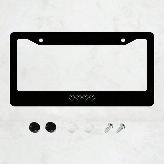 White Heart-Shaped License Plate Frame, Aluminum Alloy, Rust-Proof, Car Accessory, License Plate Decorative Screws, Compatible With Standard 2-Hole US License Plates, Block US License Plates 2. 2x6. 3