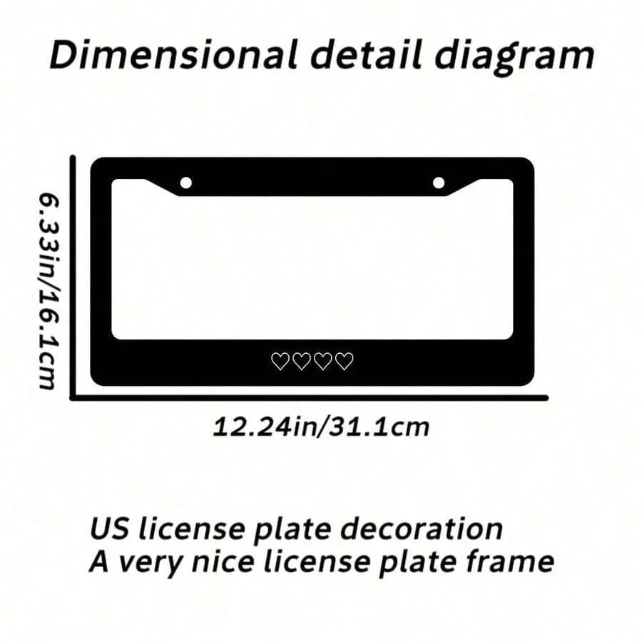 White Heart-Shaped License Plate Frame, Aluminum Alloy, Rust-Proof, Car Accessory, License Plate Decorative Screws, Compatible With Standard 2-Hole US License Plates, Block US License Plates 2. 2x6. 3
