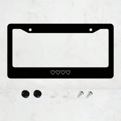 White Heart-Shaped License Plate Frame, Aluminum Alloy, Rust-Proof, Car Accessory, License Plate Decorative Screws, Compatible With Standard 2-Hole US License Plates, Block US License Plates 2. 2x6. 3