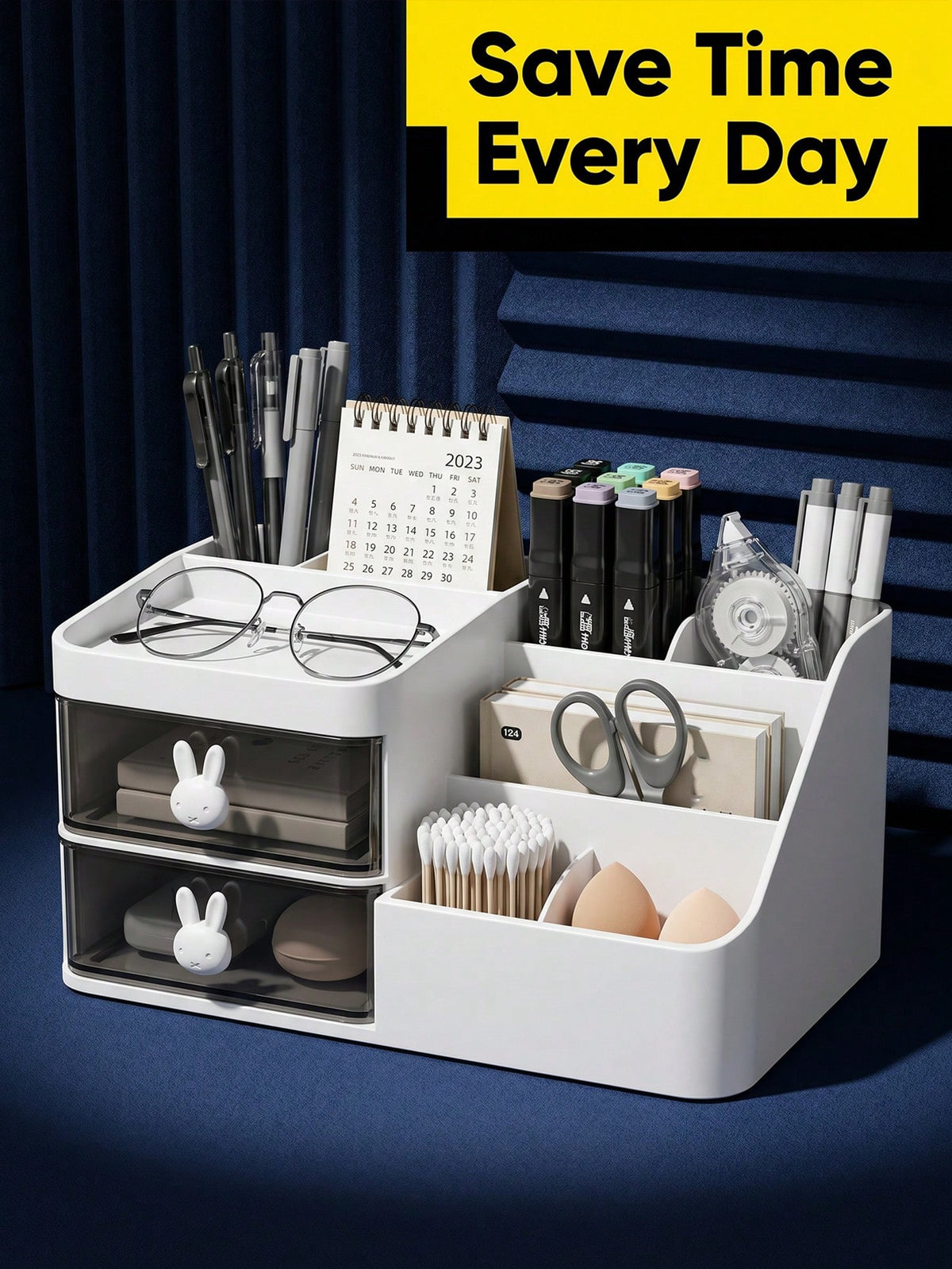 White Makeup Organizer With 2 Clear Drawers, Multi-Compartment Desktop Jewelry Perfume Organizer Cosmetic Storage Box For Vanity Bathroom Decor Home Decor Room Decor Dorm Room Essentials College