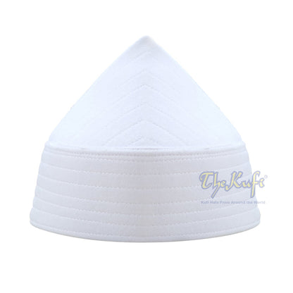White Naqshibandi Sufi Taj Faux Felt Stitching Pointed Design Top Padded Kufi Hat