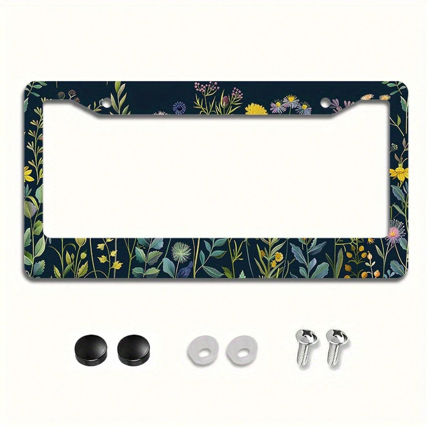 Wildflower Art Metal License Plate Frame, Rustproof Weatherproof Easy Install Car Front Decor,Car Essentials,Leopard Print,Accesssories For Women,Halloween