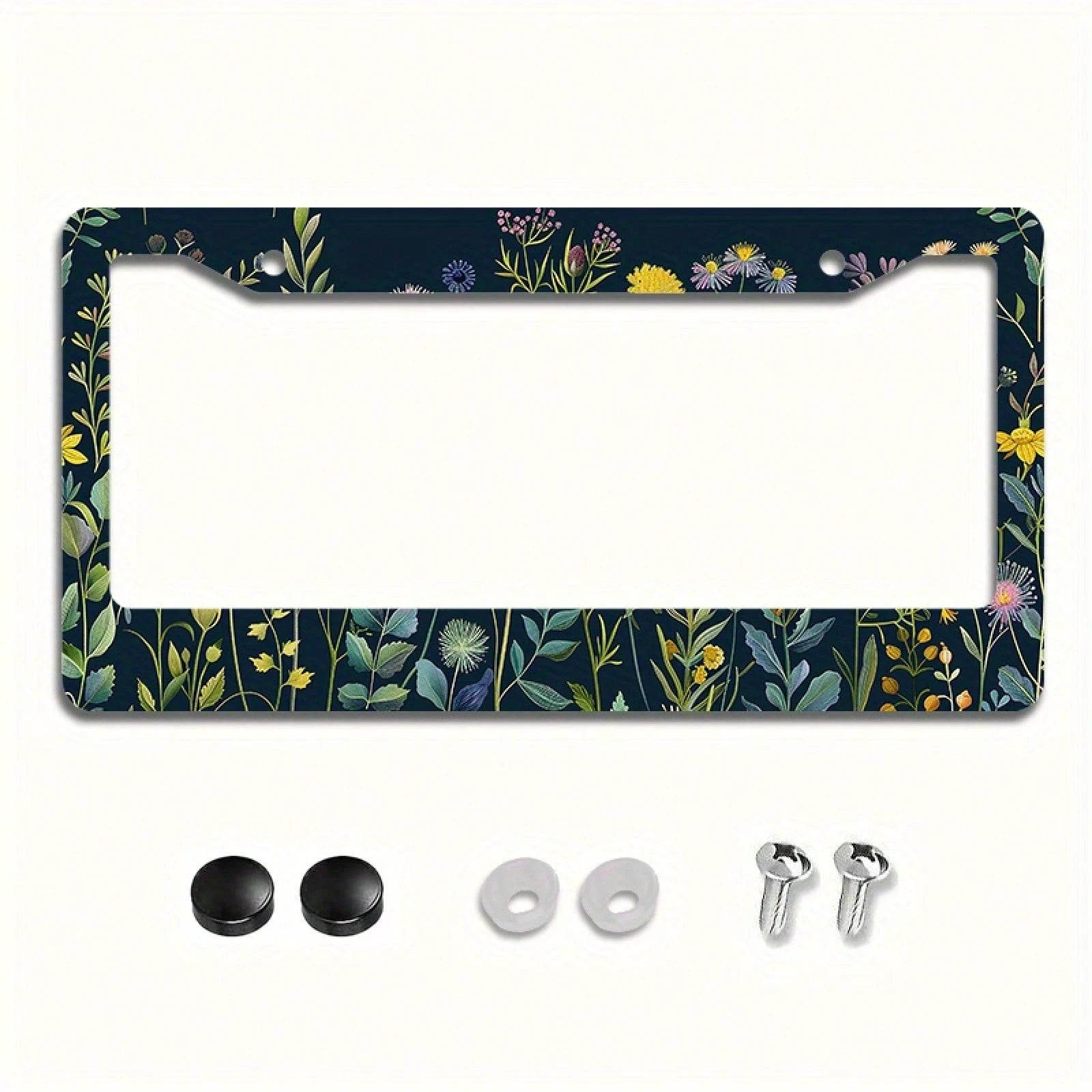 Wildflower Art Metal License Plate Frame, Rustproof Weatherproof Easy Install Car Front Decor,Car Essentials,Leopard Print,Accesssories For Women,Halloween