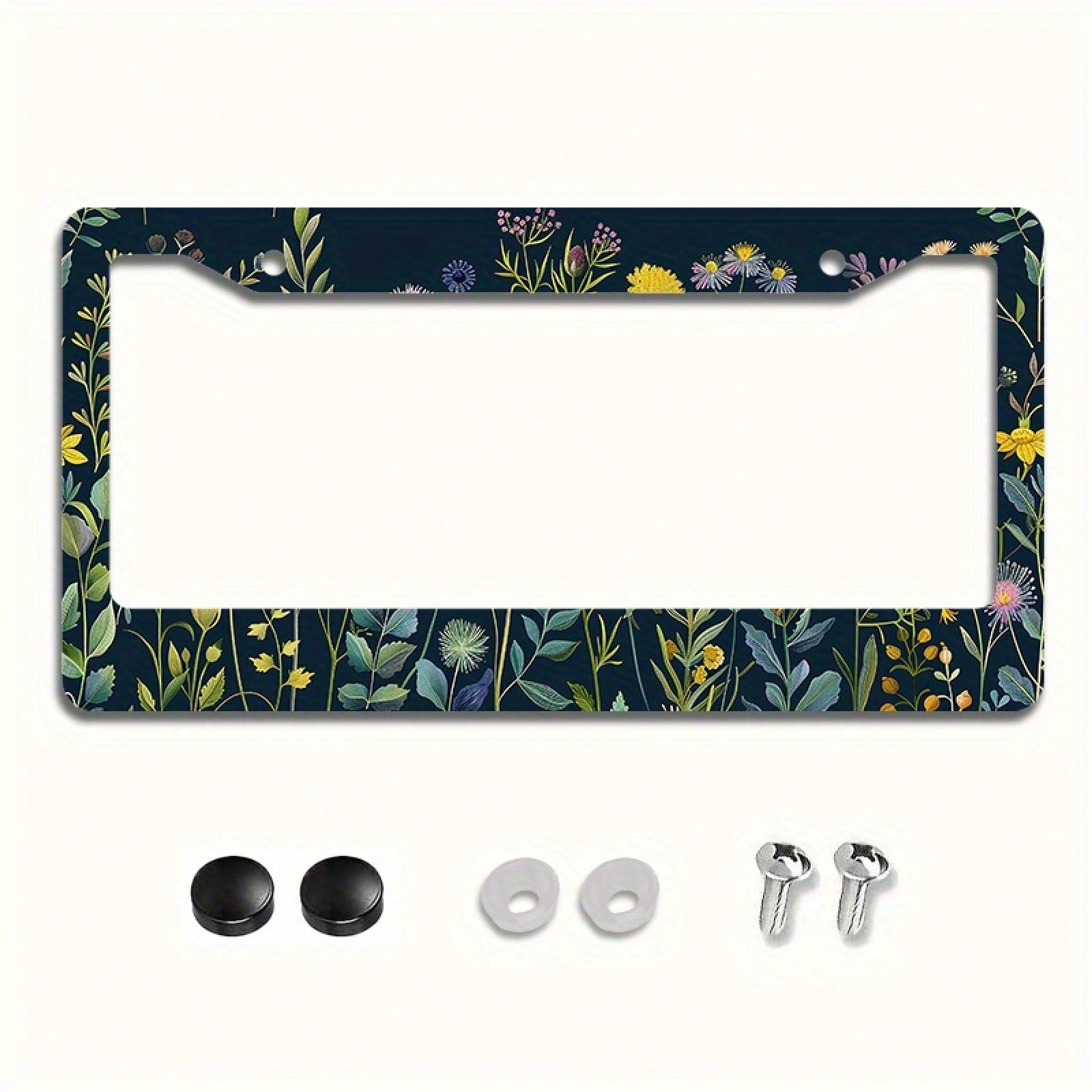 Wildflower Art Metal License Plate Frame, Rustproof Weatherproof Easy Install Car Front Decor,Car Essentials,Leopard Print,Accesssories For Women,Halloween