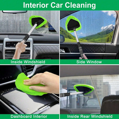 Windshield Cleaner- Car Interior Window Cleaning Kit With Extendable Handle & 3 Microfiber Pads, Auto Wiper Inside Windshield Brush Car & Home W5GV