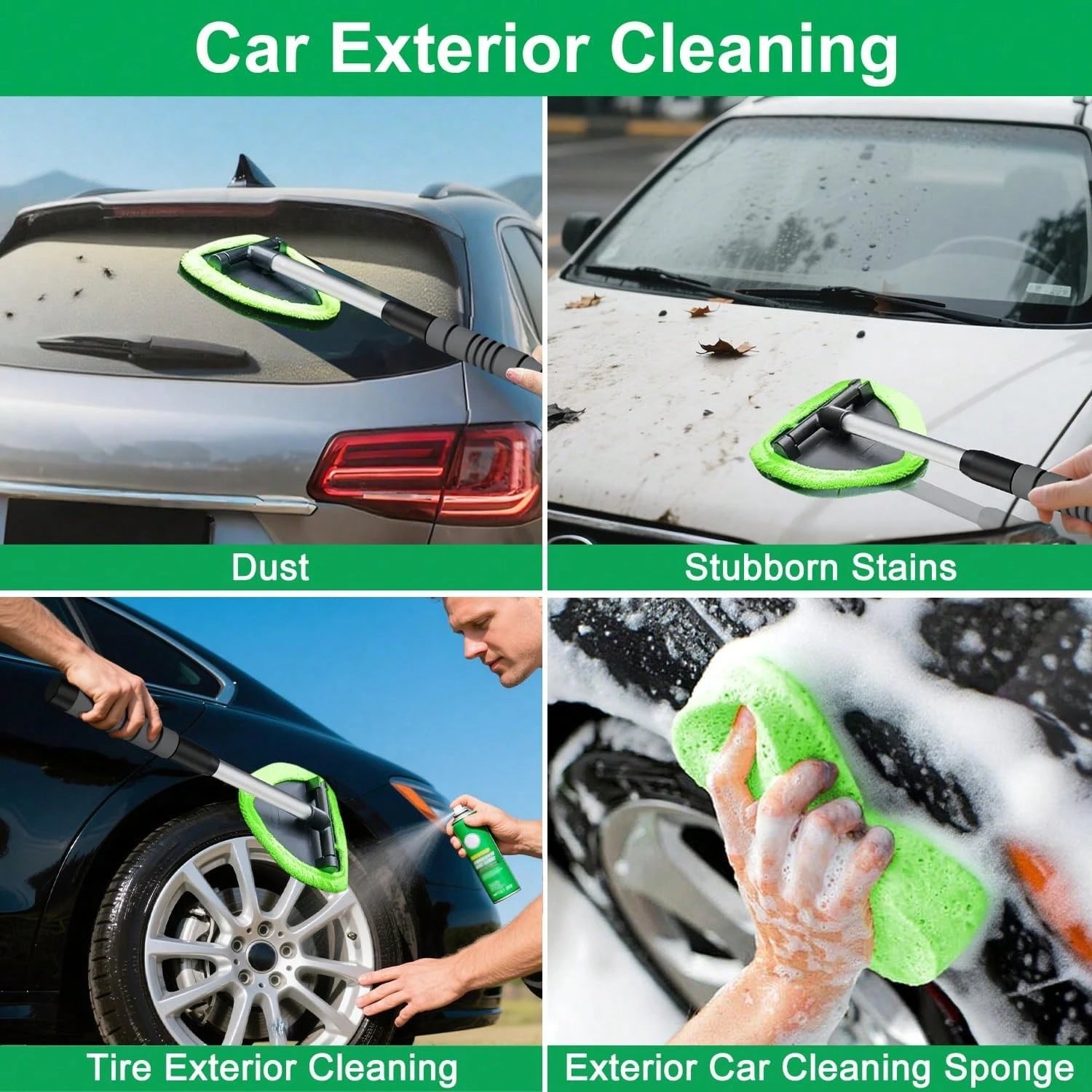 Windshield Cleaner- Car Interior Window Cleaning Kit With Extendable Handle & 3 Microfiber Pads, Auto Wiper Inside Windshield Brush Car & Home W5GV
