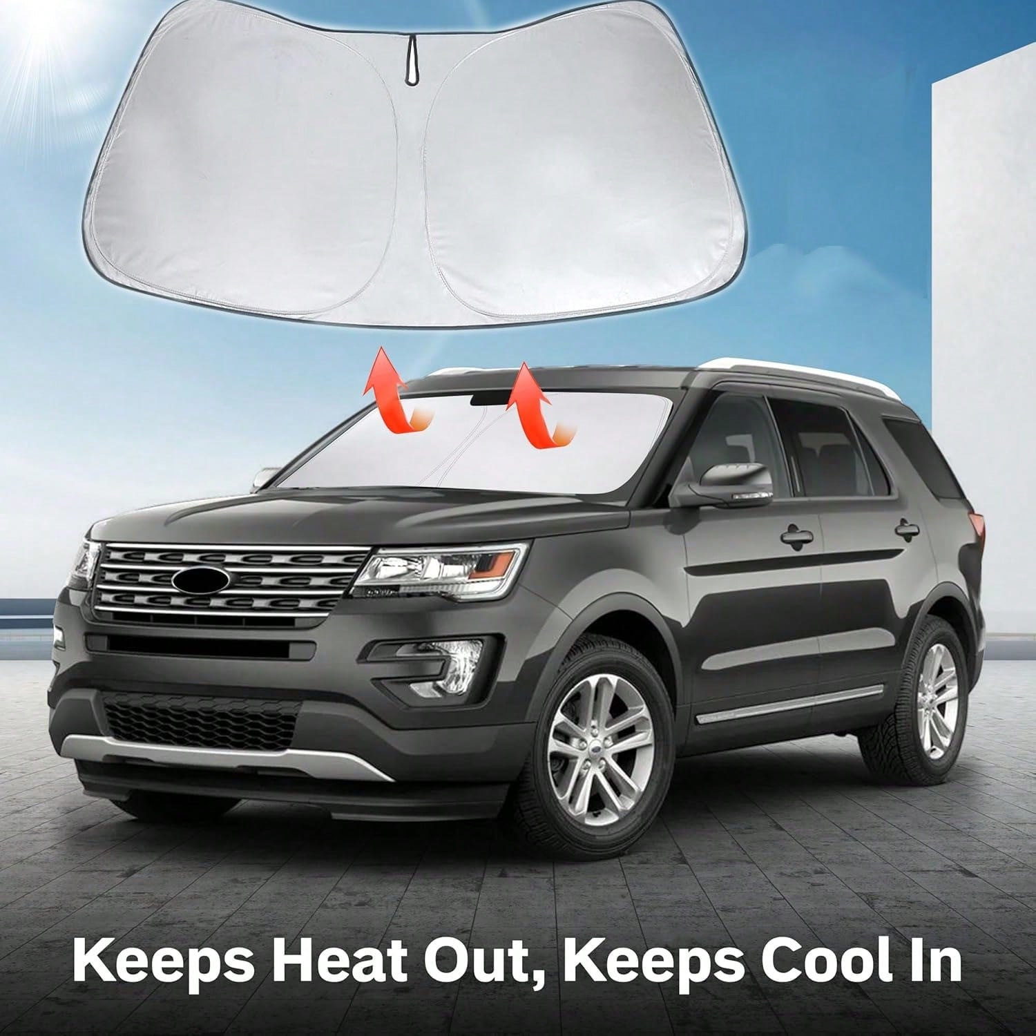 Windshield Sunshade- UV Protection, Arc-Shaped Anti-Glare Window Cover, All-Weather Protection, Suitable For Camping, Snow, And High-Temperature Environments- Quick Cooling, Easy To Store, Reinforce