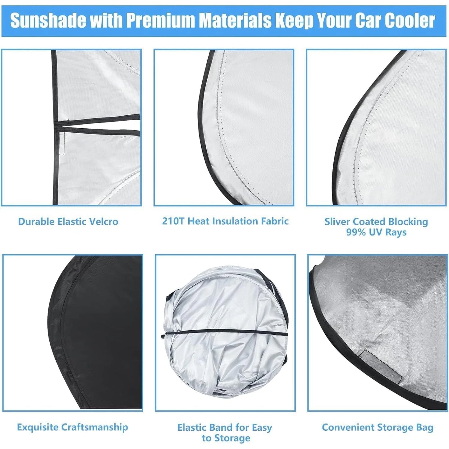 Windshield Sunshade- UV Protection, Arc-Shaped Anti-Glare Window Cover, All-Weather Protection, Suitable For Camping, Snow, And High-Temperature Environments- Quick Cooling, Easy To Store, Reinforce