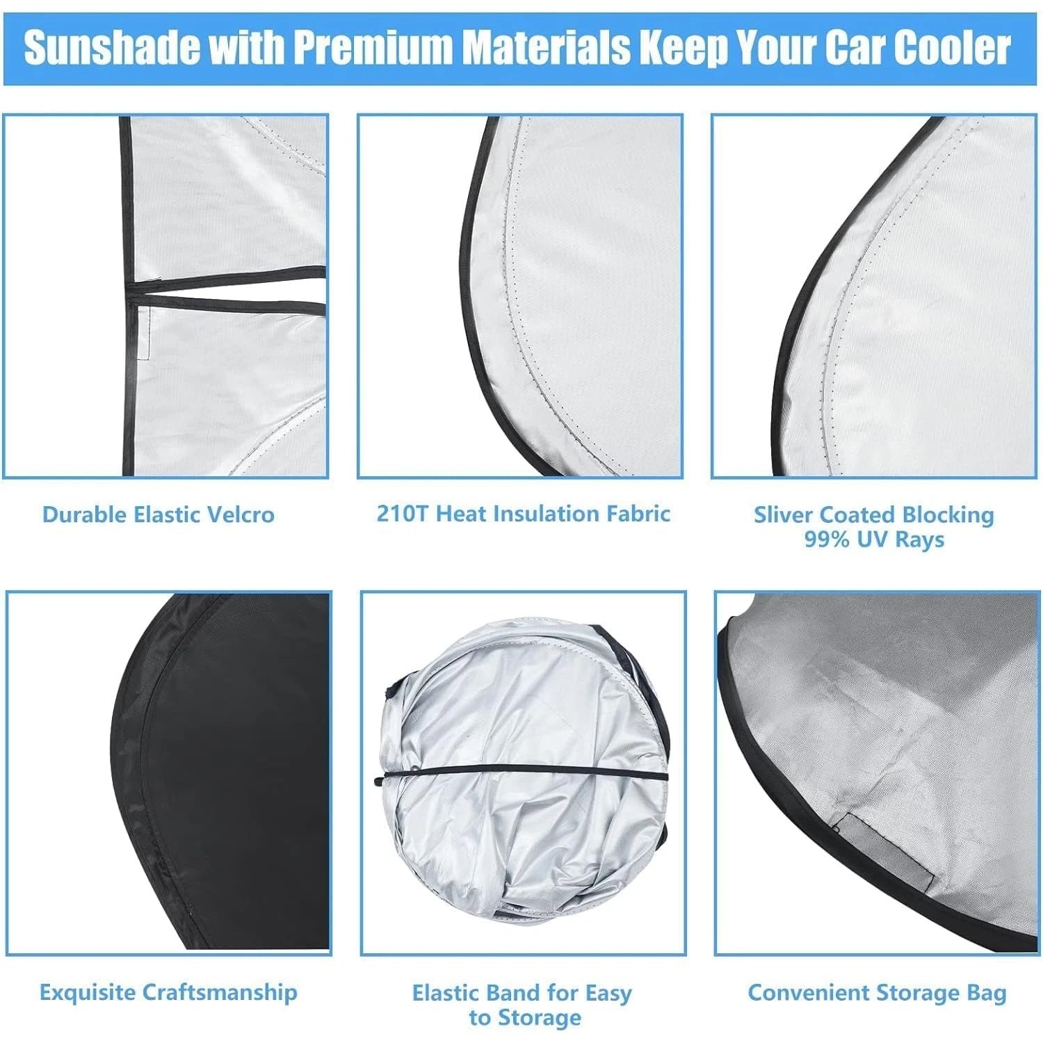 Windshield Sunshade- UV Protection, Arc-Shaped Anti-Glare Window Cover, All-Weather Protection, Suitable For Camping, Snow, And High-Temperature Environments- Quick Cooling, Easy To Store, Reinforce