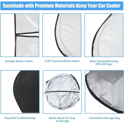 Windshield Sunshade- UV Protection, Arc-Shaped Anti-Glare Window Cover, All-Weather Protection, Suitable For Camping, Snow, And High-Temperature Environments- Quick Cooling, Easy To Store, Reinforce