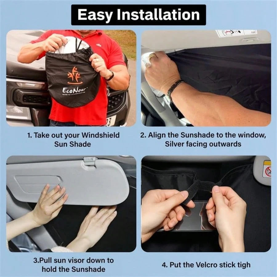 Windshield Sunshade- UV Protection, Arc-Shaped Anti-Glare Window Cover, All-Weather Protection, Suitable For Camping, Snow, And High-Temperature Environments- Quick Cooling, Easy To Store, Reinforce