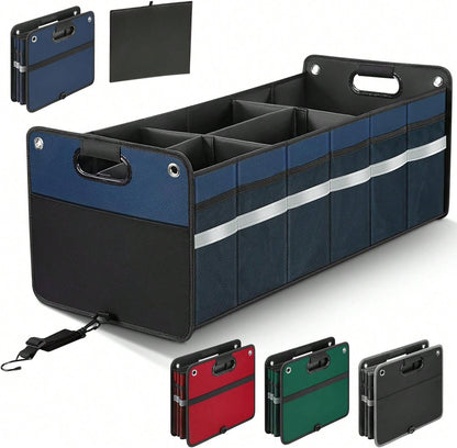 Winhunt Car Trunk Organizer, Car Storage Organizer, Collapsible Multi Compartment For Car, Suv, Sedan, Truck, 100L, Extra Larger (Blue, 100L)