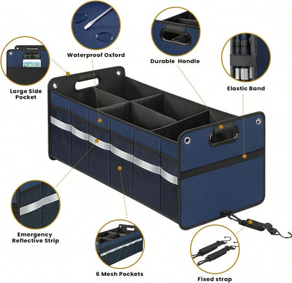 Winhunt Car Trunk Organizer, Car Storage Organizer, Collapsible Multi Compartment For Car, Suv, Sedan, Truck, 100L, Extra Larger (Blue, 100L)