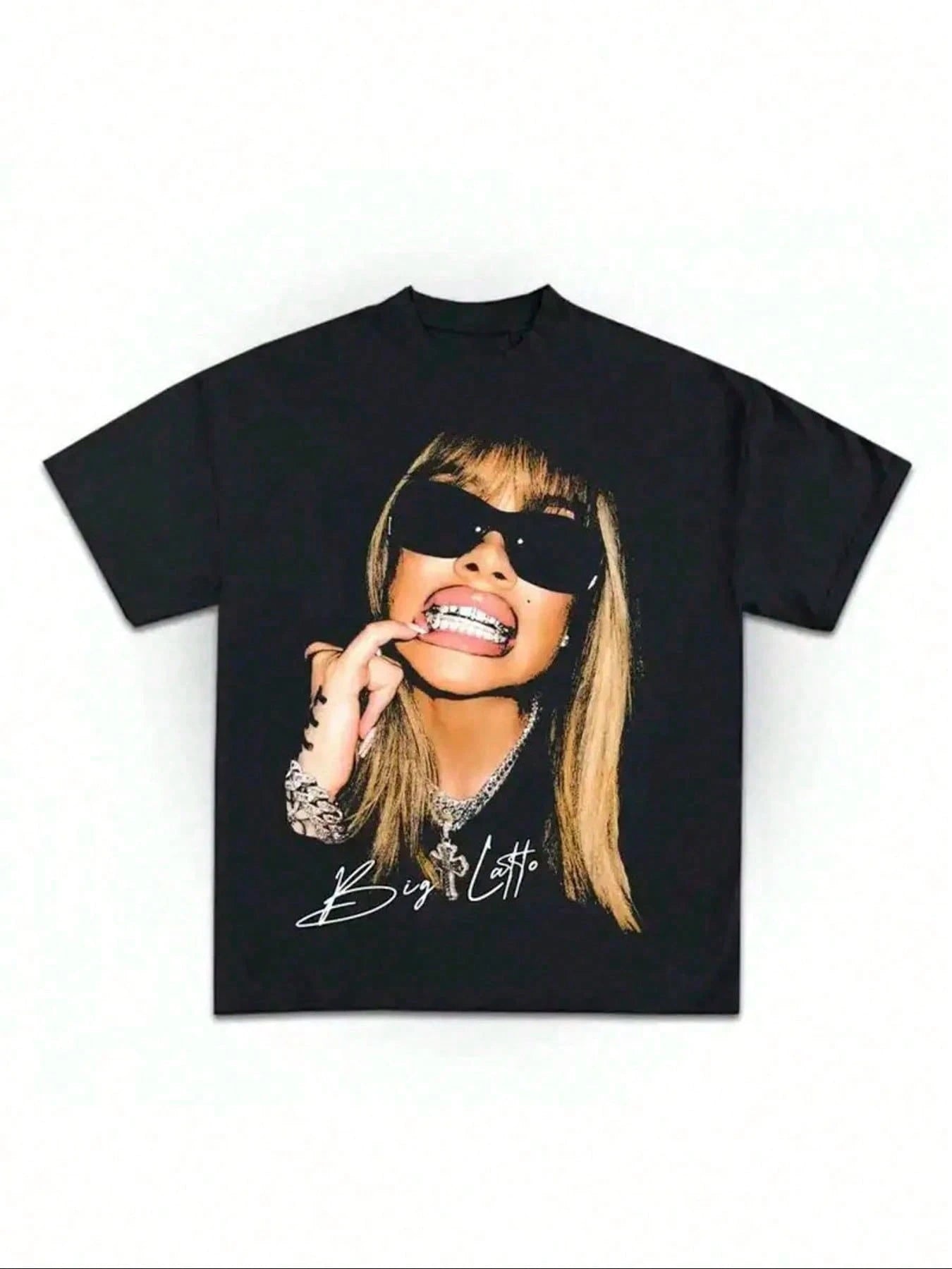 With Stylish Sunglasses And Braces Pattern, Cotton 220 Grams Heavyweight Print T-Shirt, Casual Print,Summer