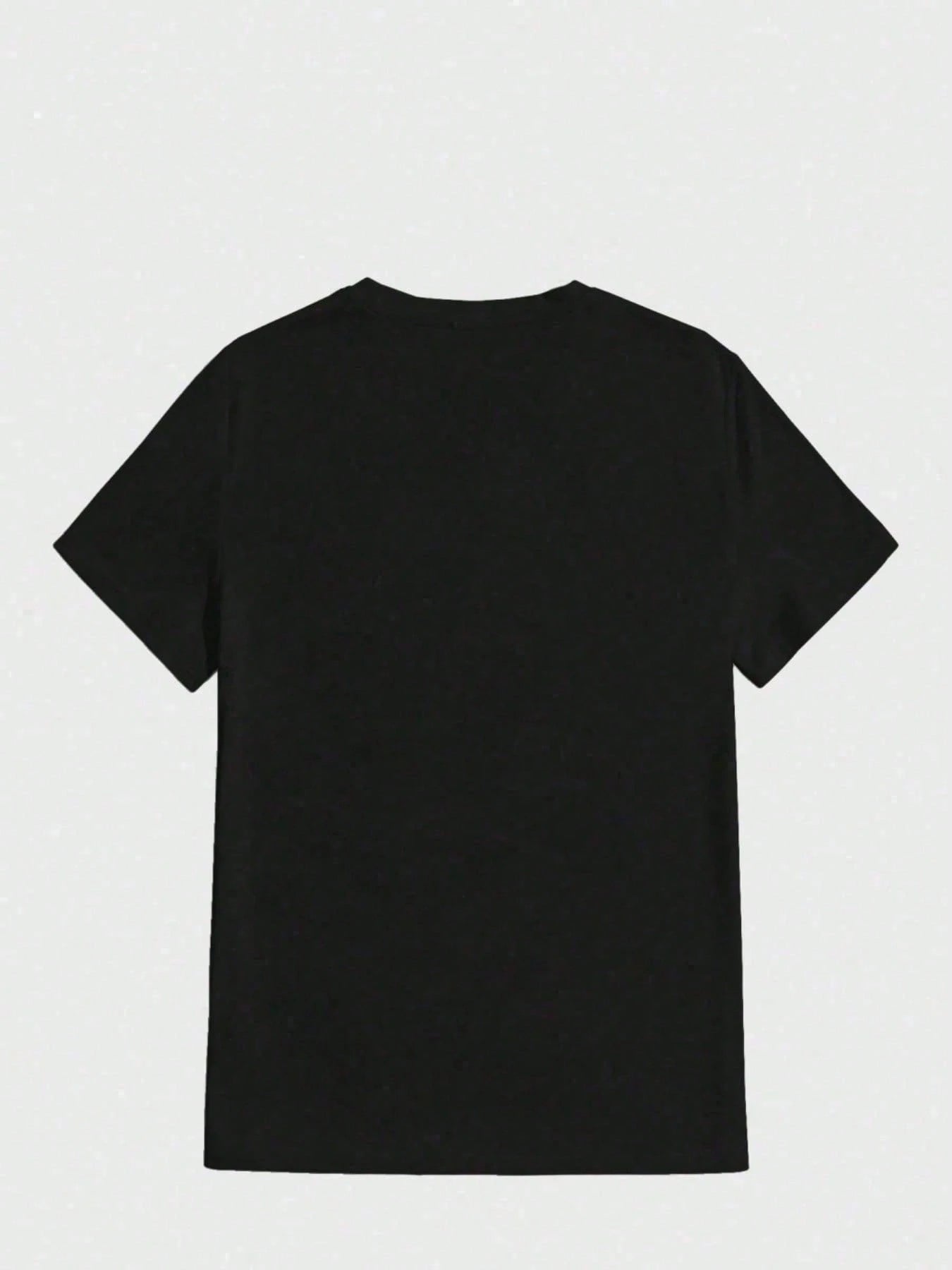 With Stylish Sunglasses And Braces Pattern, Cotton 220 Grams Heavyweight Print T-Shirt, Casual Print,Summer