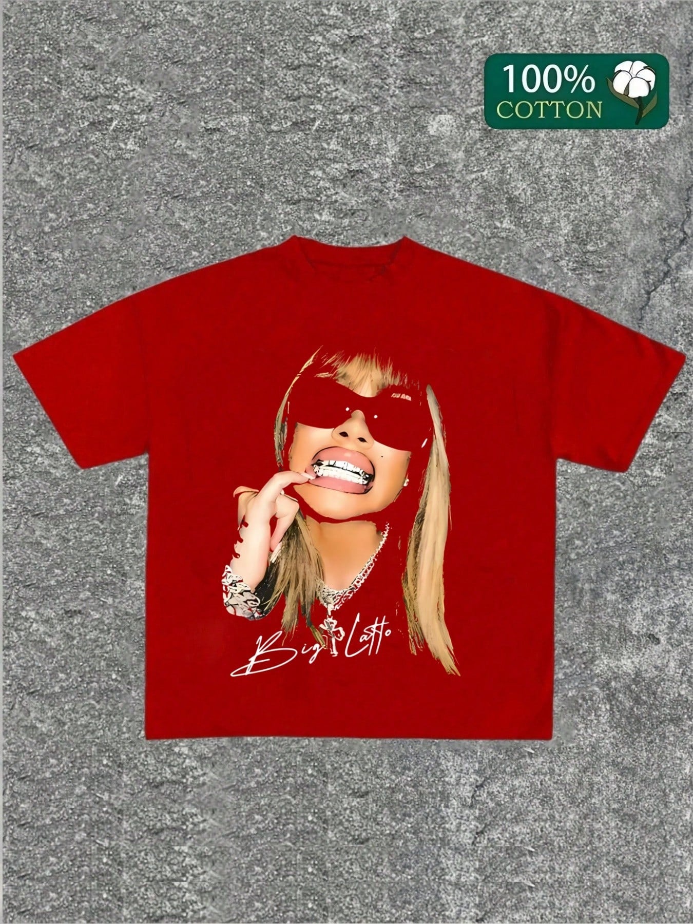 With Stylish Sunglasses And Braces Pattern, Cotton 220 Grams Heavyweight Print T-Shirt, Casual Print,Summer