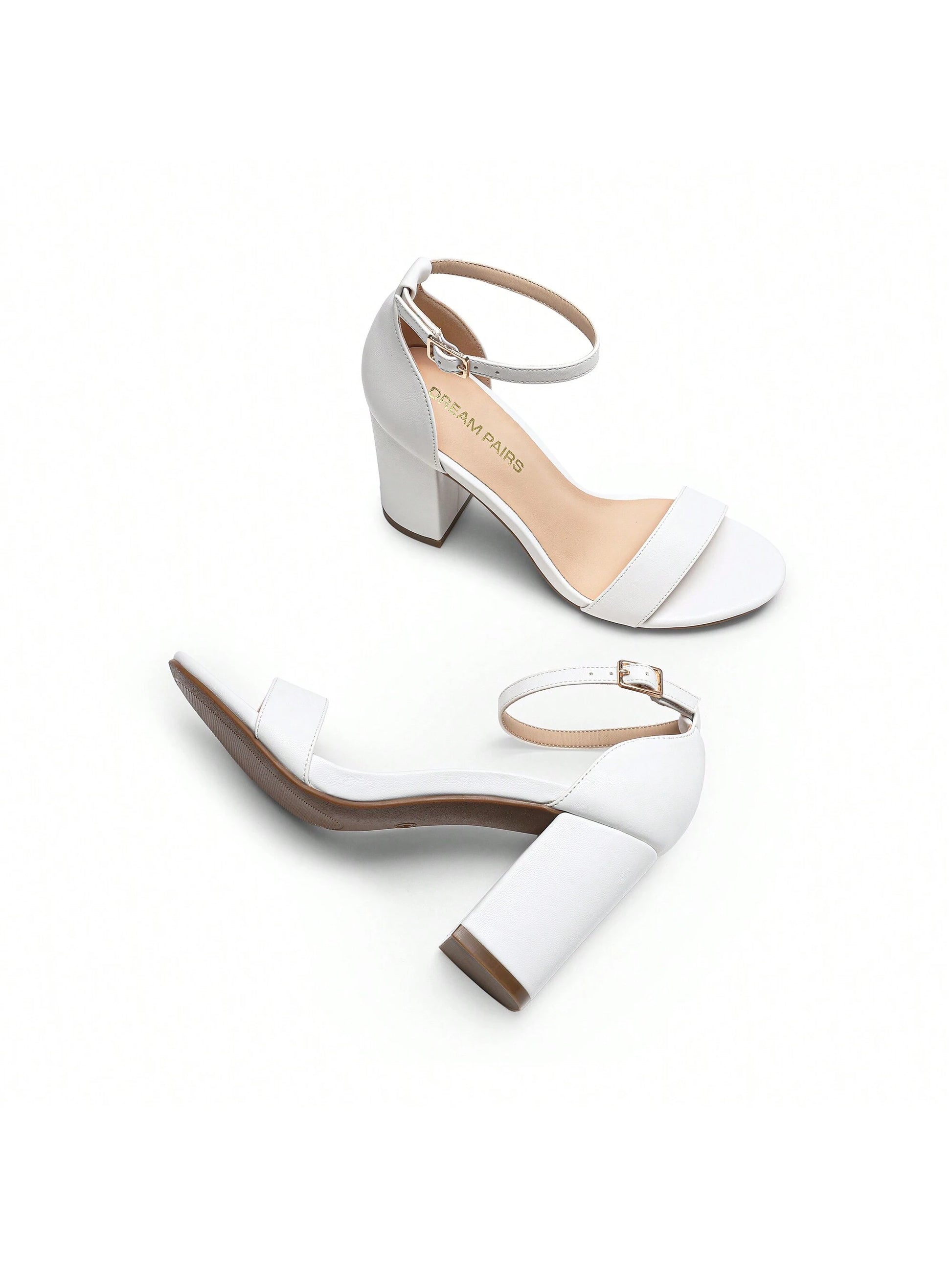 Women Ankle Strap Chunky Heeled Pump Sandals Comfortable Open Toe Classic Heeled Sandals For Party, Wedding, Prom, Valentine's Day