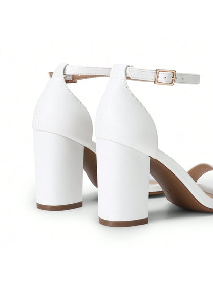 Women Ankle Strap Chunky Heeled Pump Sandals Comfortable Open Toe Classic Heeled Sandals For Party, Wedding, Prom, Valentine's Day
