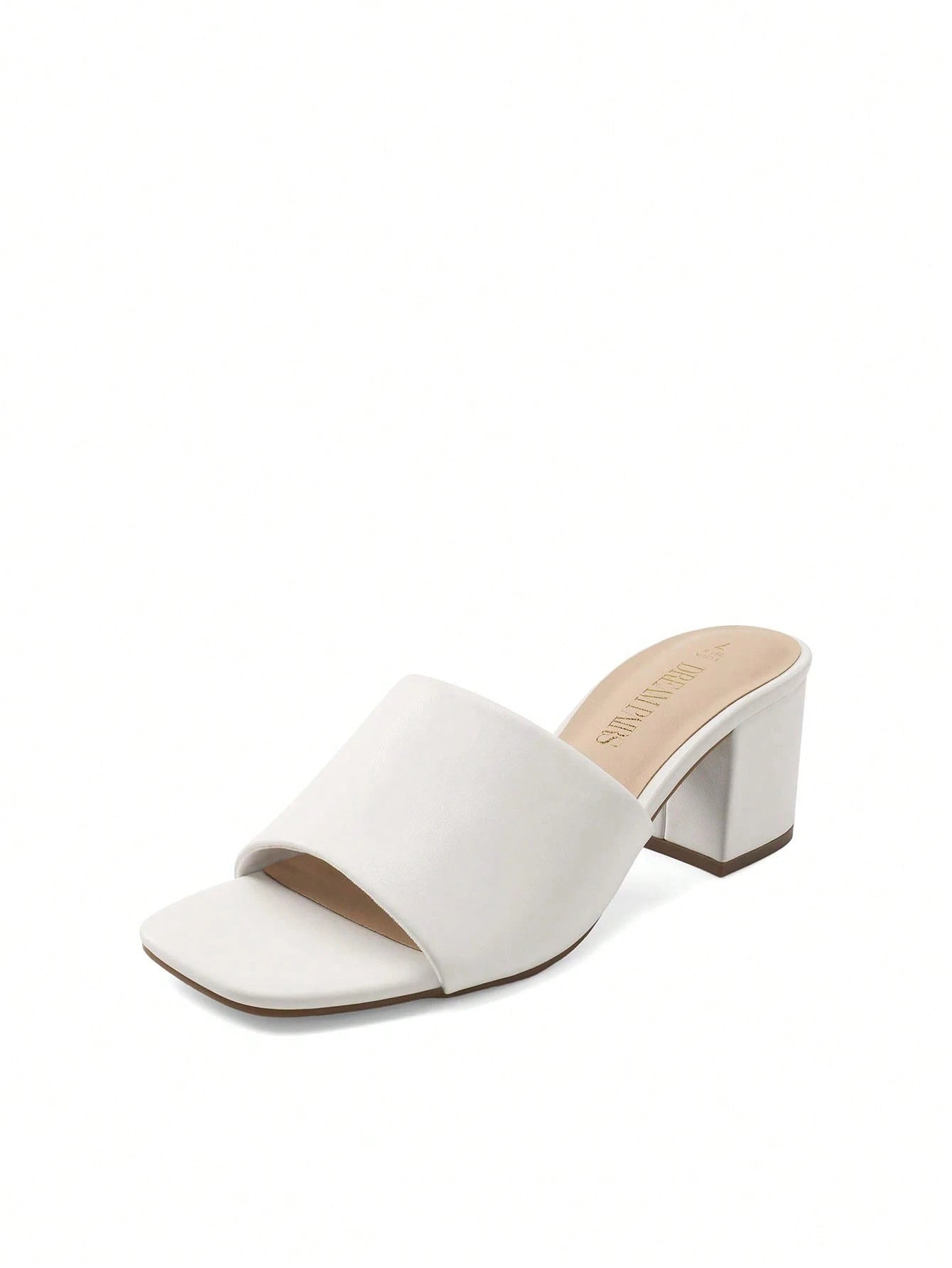 Women Minimalist Chunky Heeled Mule Sandals, Comfortable Slip On Square Open Toe Heeled Sandals