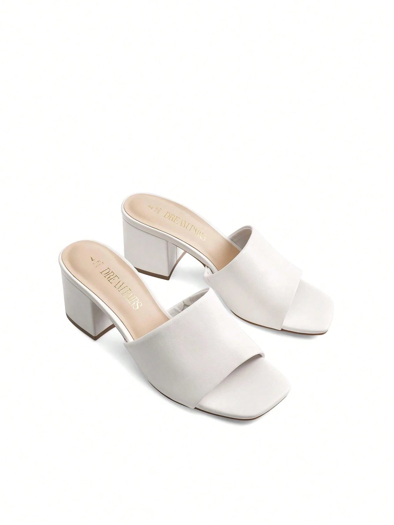 Women Minimalist Chunky Heeled Mule Sandals, Comfortable Slip On Square Open Toe Heeled Sandals